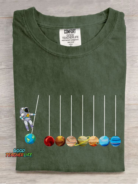 Funny Planets Planetary System Solar Teacher Casual Print T-shirt