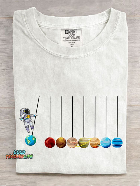 Funny Planets Planetary System Solar Teacher Casual Print T-shirt