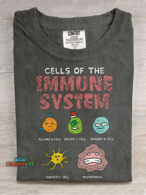 Cells Of The Immune System Teacher Casual Print T-shirt
