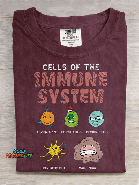 Cells Of The Immune System Teacher Casual Print T-shirt