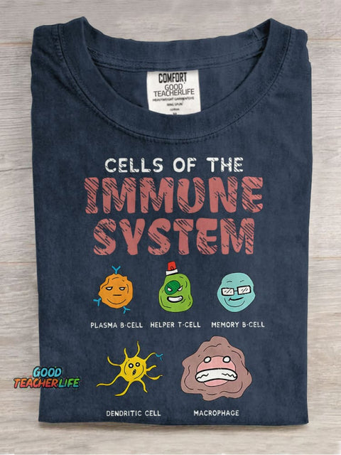 Cells Of The Immune System Teacher Casual Print T-shirt