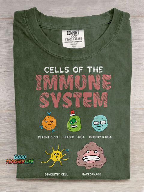 Cells Of The Immune System Teacher Casual Print T-shirt