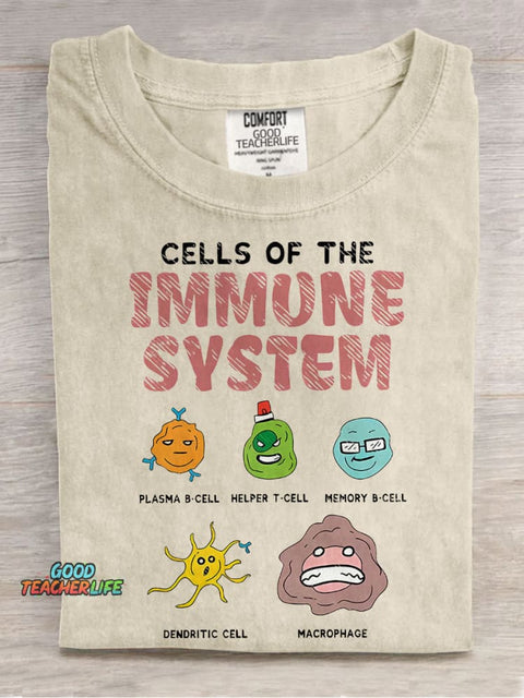 Cells Of The Immune System Teacher Casual Print T-shirt