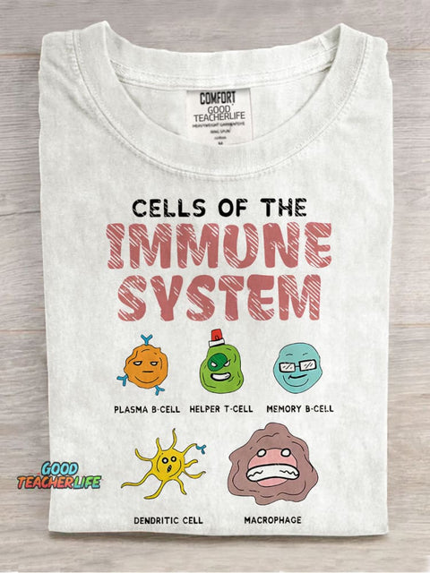 Cells Of The Immune System Teacher Casual Print T-shirt