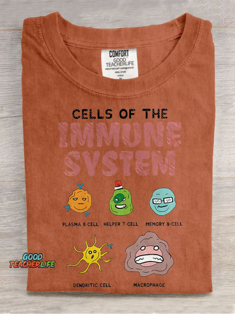Cells Of The Immune System Teacher Casual Print T-shirt