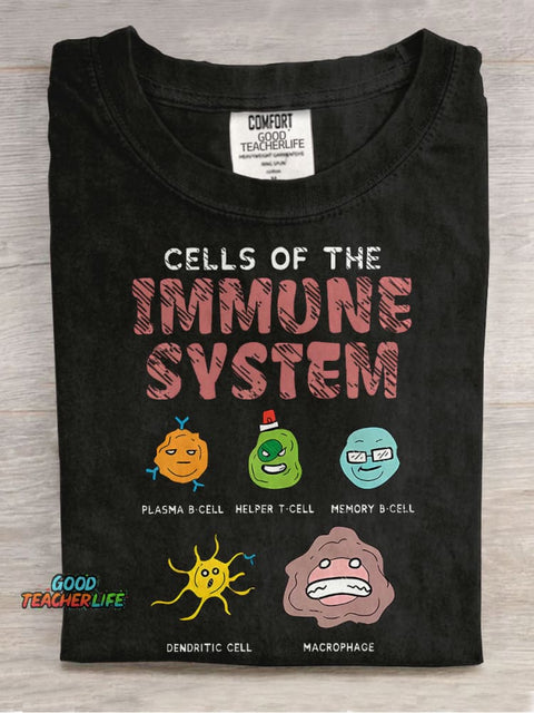 Cells Of The Immune System Teacher Casual Print T-shirt