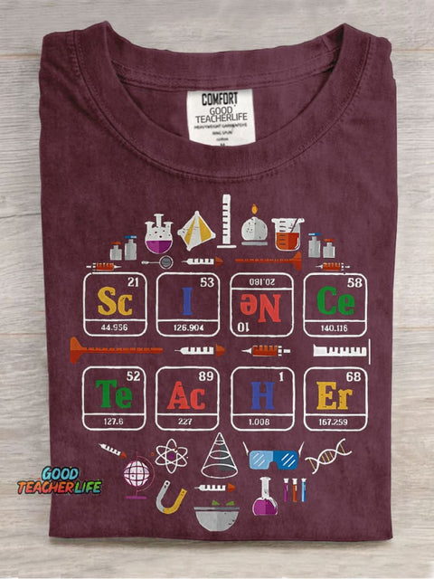 Periodic Table Chemistry Science Teacher Casual Print T-shirt