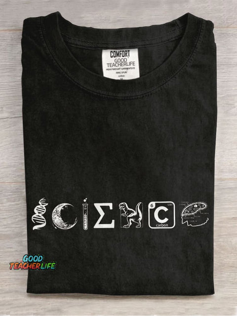 Science Lover Teacher Long Sleeve Casual Print T-shirt