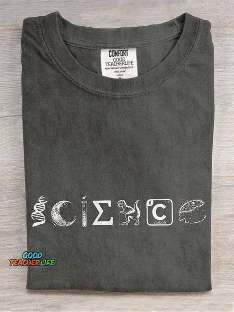 Science Lover Teacher Long Sleeve Casual Print T-shirt