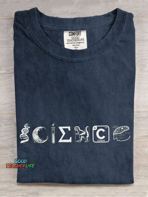 Science Lover Teacher Long Sleeve Casual Print T-shirt