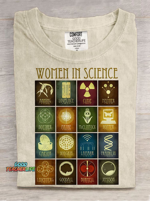 To All The Women In Science Teacher Casual Print T-shirt