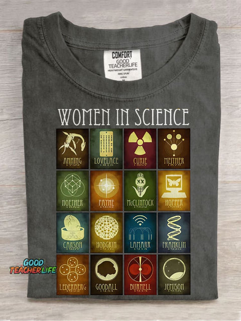 To All The Women In Science Teacher Casual Print T-shirt