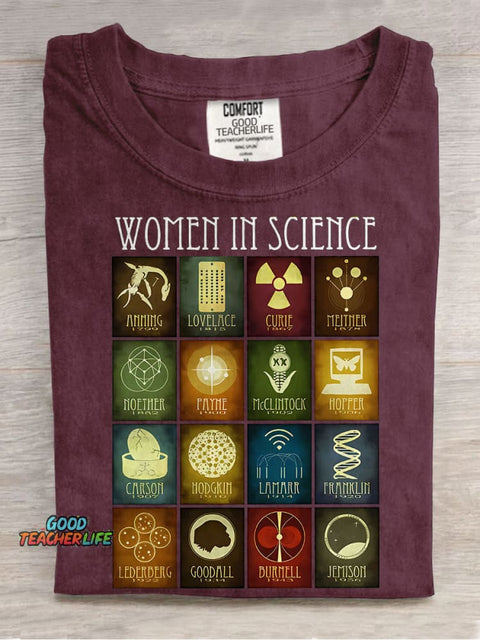 To All The Women In Science Teacher Casual Print T-shirt