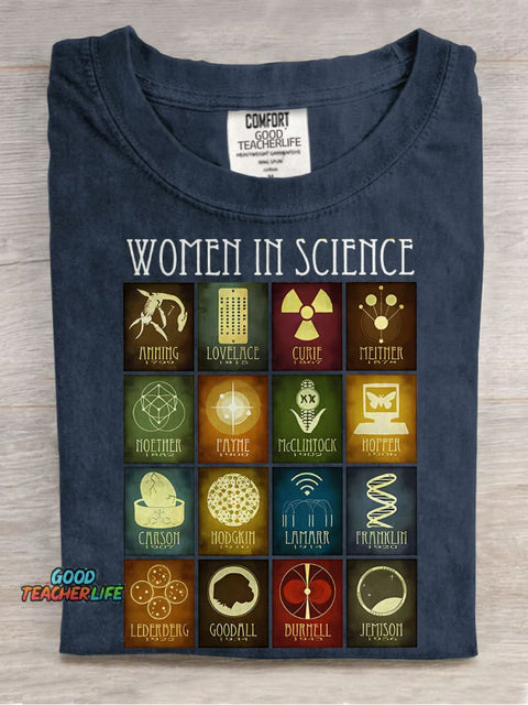 To All The Women In Science Teacher Casual Print T-shirt