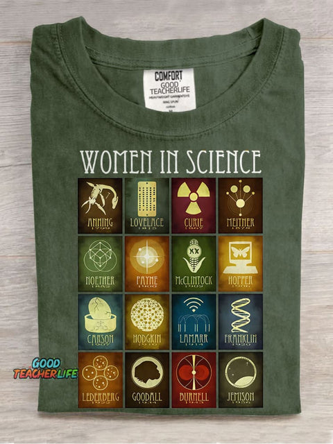 To All The Women In Science Teacher Casual Print T-shirt