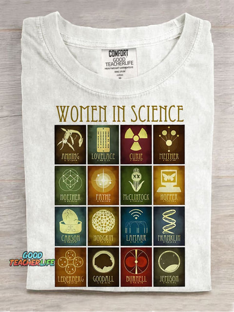 To All The Women In Science Teacher Casual Print T-shirt