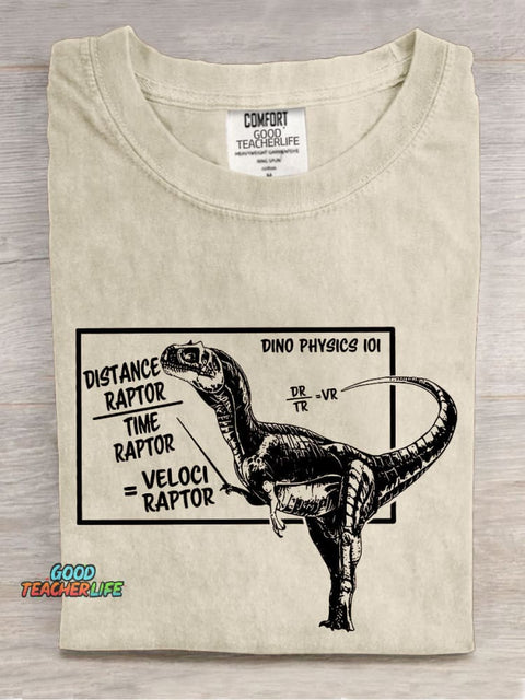 Dino Physics Teacher Casual Print T-shirt