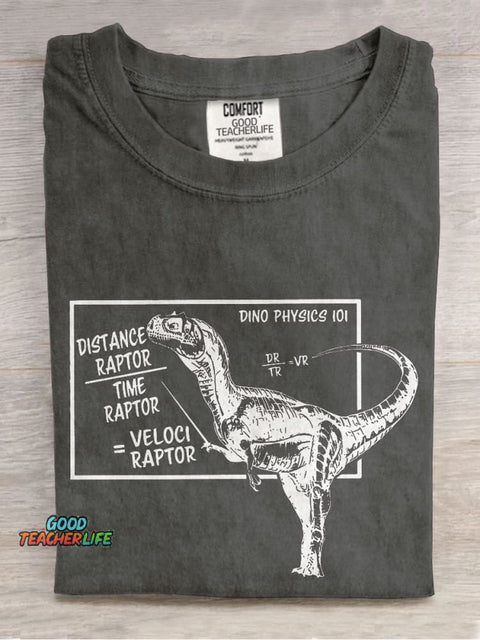 Dino Physics Teacher Casual Print T-shirt