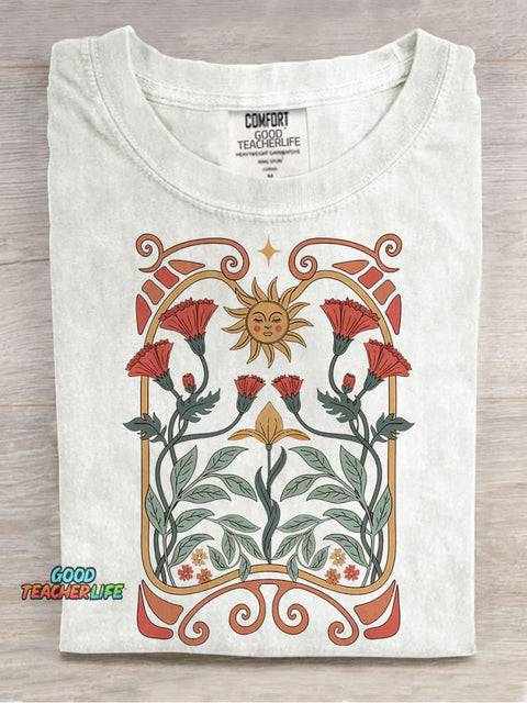 Boho Wildflowers Boho Floral Casual Print T-shirt