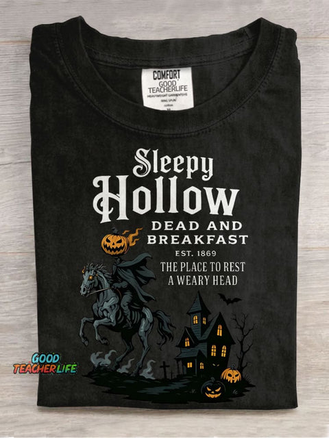 Sleepy Hollow Helloween Casual Print T-shirt