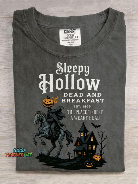 Sleepy Hollow Helloween Casual Print T-shirt