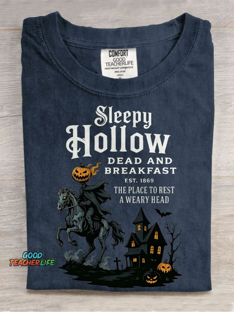 Sleepy Hollow Helloween Casual Print T-shirt
