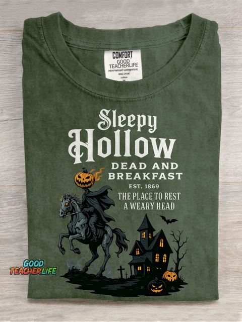 Sleepy Hollow Helloween Casual Print T-shirt