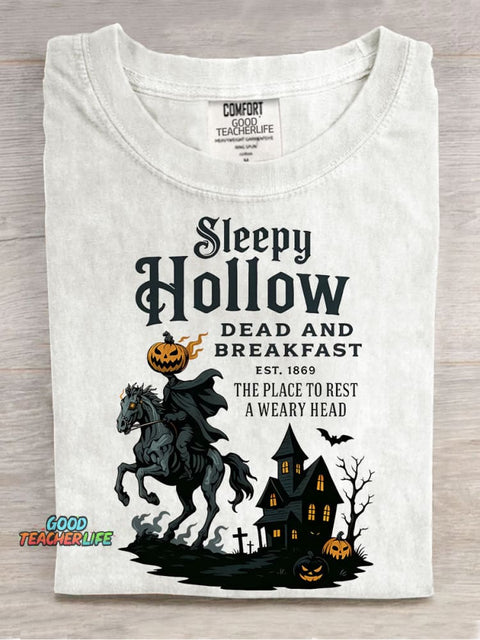 Sleepy Hollow Helloween Casual Print T-shirt