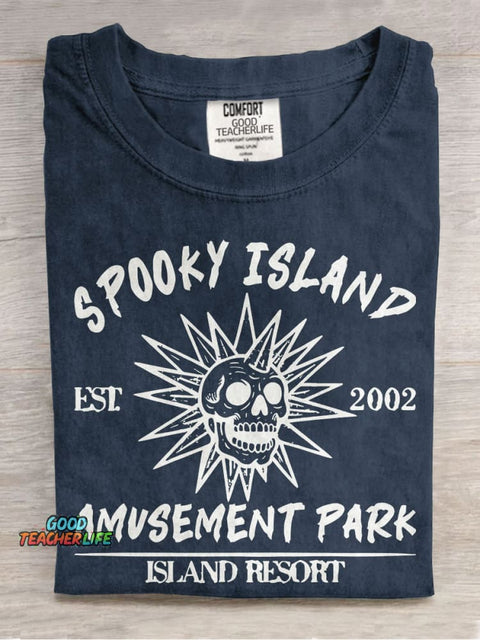 Spooky Island Casual Print T-shirt