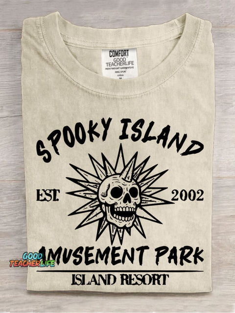 Spooky Island Casual Print T-shirt