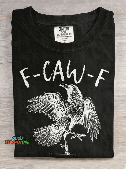 Funny Crow F-Caw-F Black Crow Casual Print T-shirt