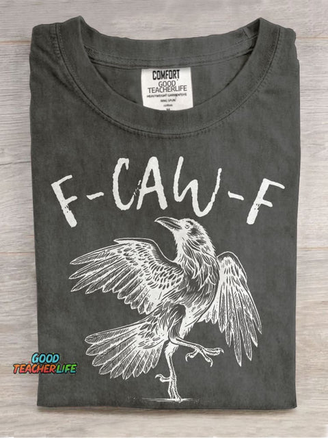 Funny Crow F-Caw-F Black Crow Casual Print T-shirt