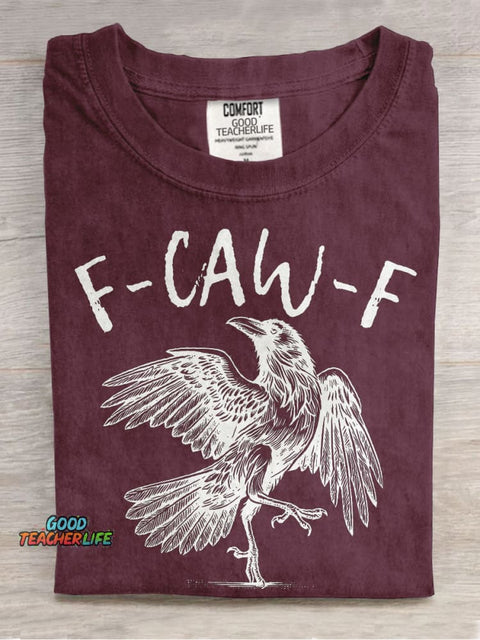 Funny Crow F-Caw-F Black Crow Casual Print T-shirt