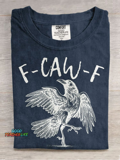 Funny Crow F-Caw-F Black Crow Casual Print T-shirt