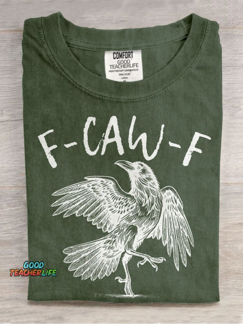 Funny Crow F-Caw-F Black Crow Casual Print T-shirt