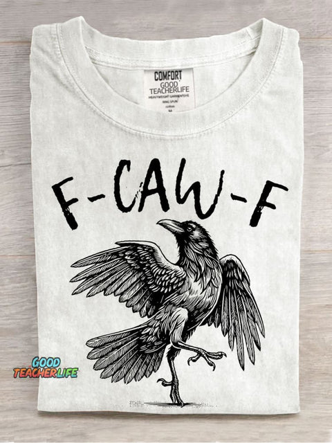Funny Crow F-Caw-F Black Crow Casual Print T-shirt