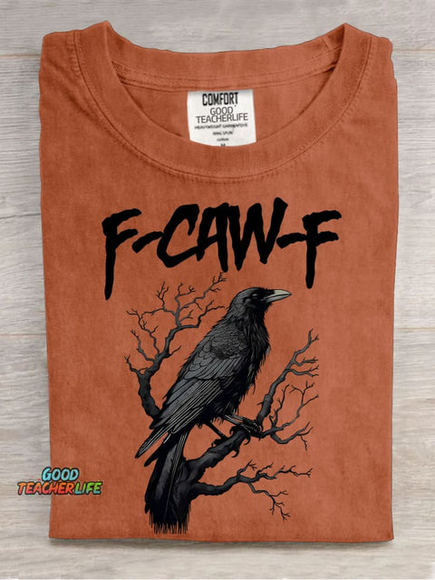 F-Caw-F Funny Crow Black Crow Moonlit Raven Casual Print T-shirt
