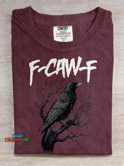 F-Caw-F Funny Crow Black Crow Moonlit Raven Casual Print T-shirt
