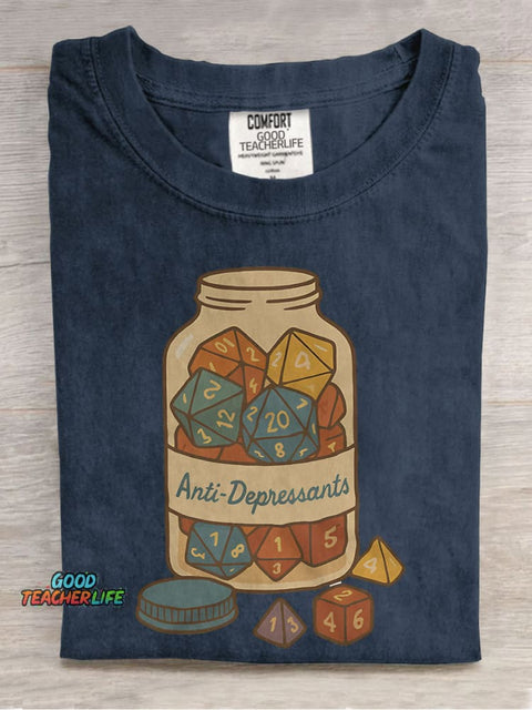 Antidepressants Dice Casual Print T-shirt