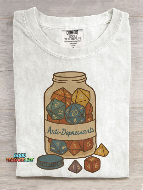 Antidepressants Dice Casual Print T-shirt
