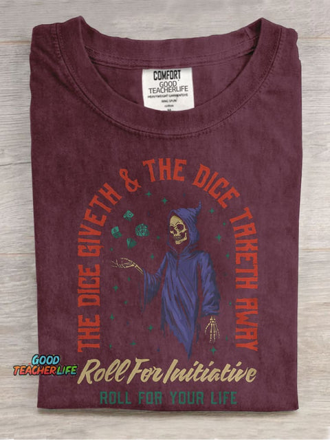 The Dice Giveth & The Dice Taketh Away Casual Print T-shirt
