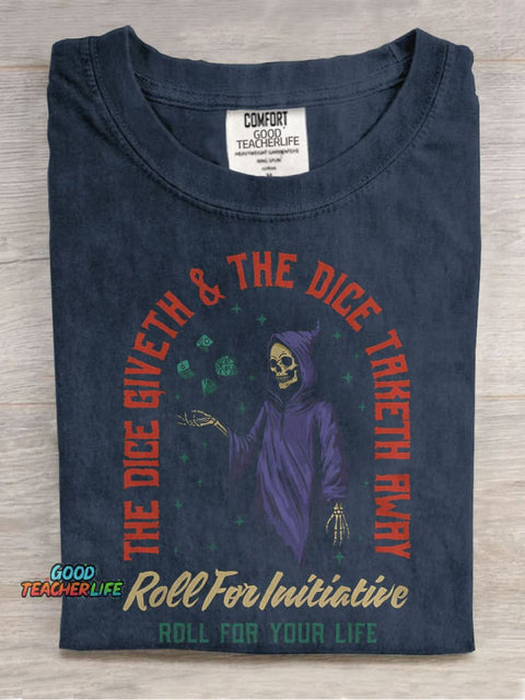 The Dice Giveth & The Dice Taketh Away Casual Print T-shirt