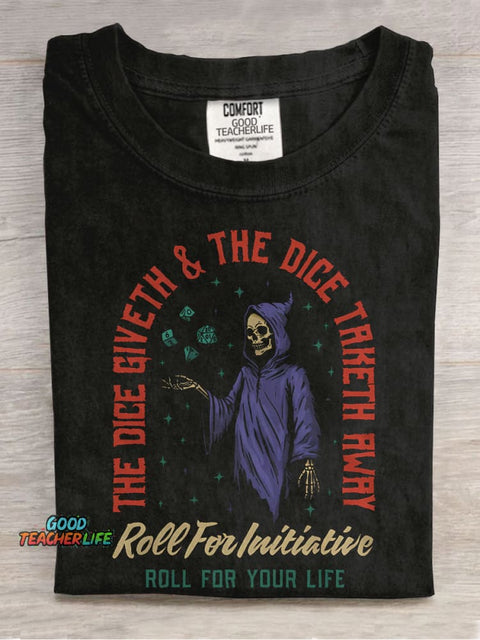 The Dice Giveth & The Dice Taketh Away Casual Print T-shirt