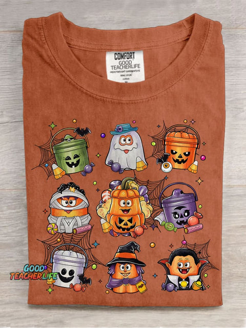 Spooky Nuggets Halloween Funny Chicken Nuggets Casual Print T-shirt