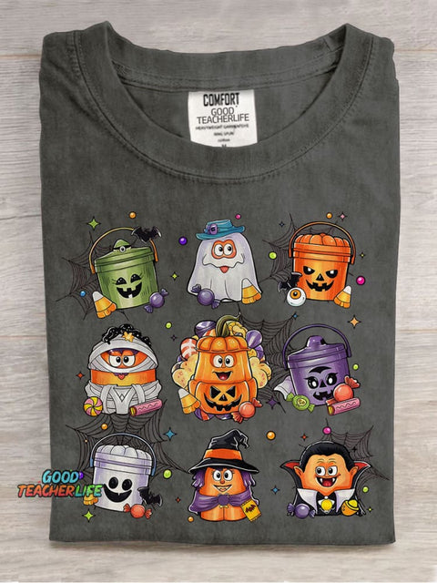 Spooky Nuggets Halloween Funny Chicken Nuggets Casual Print T-shirt