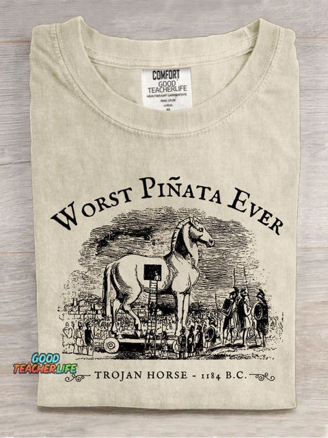 Worst Piñata Ever Teacher Casual Print T-shirt