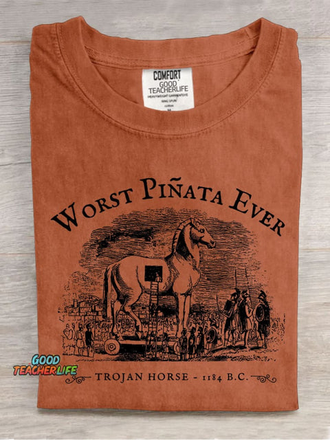 Worst Piñata Ever Teacher Casual Print T-shirt