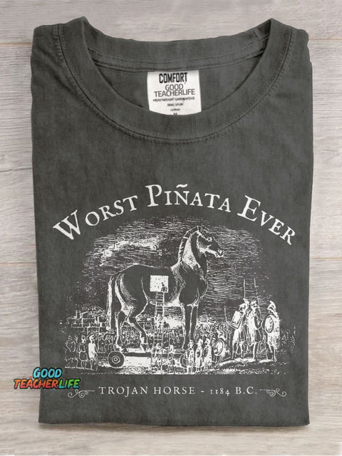 Worst Piñata Ever Teacher Casual Print T-shirt