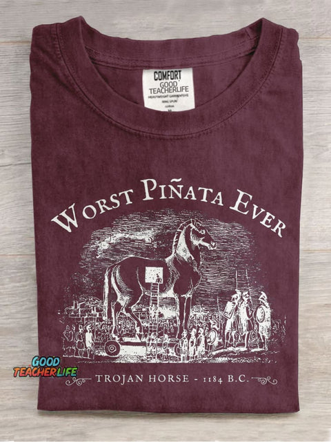 Worst Piñata Ever Teacher Casual Print T-shirt