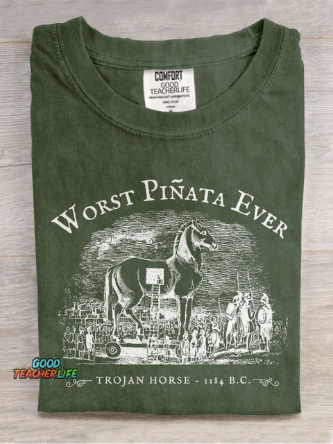 Worst Piñata Ever Teacher Casual Print T-shirt